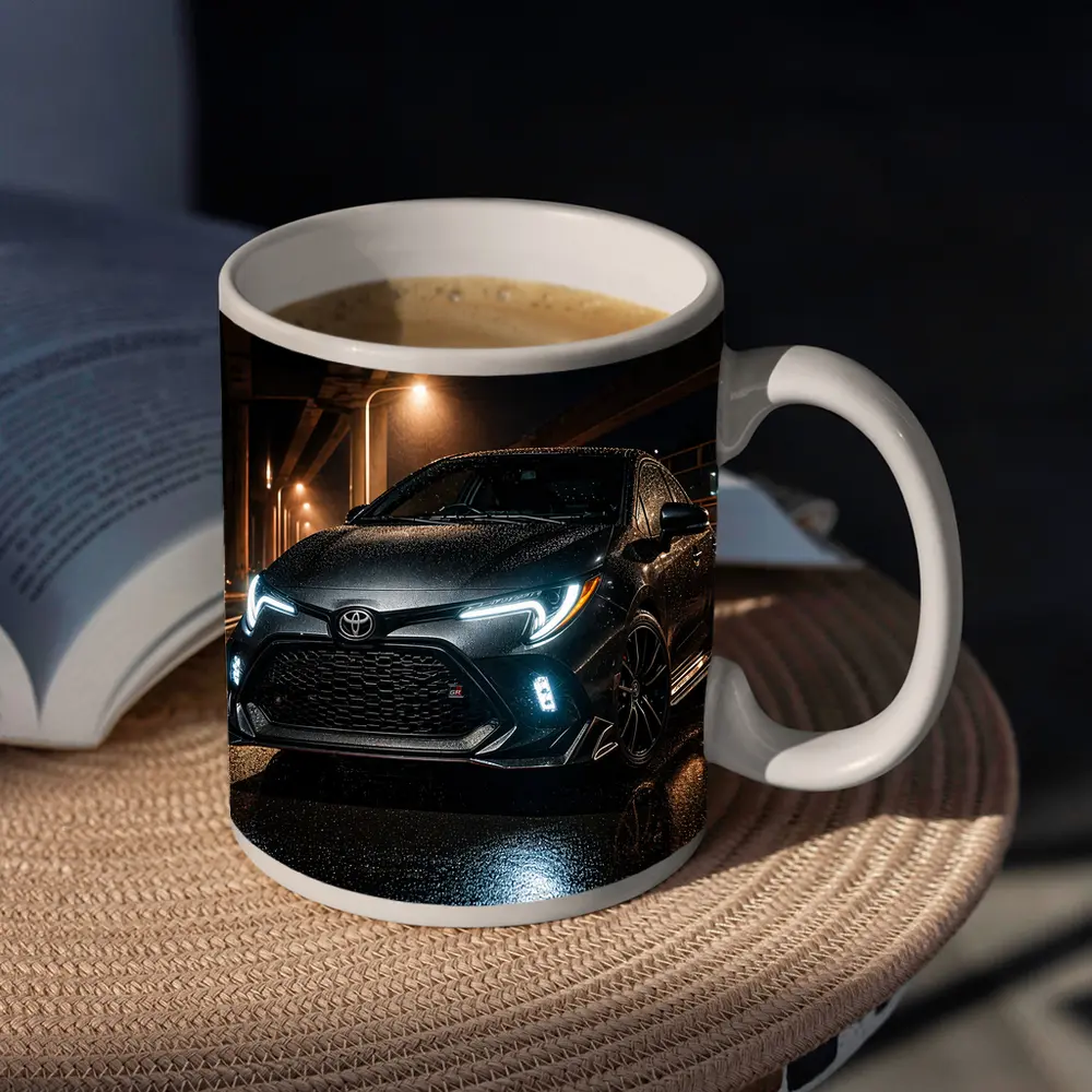 Toyota GR Corolla Rainy Night Street – Mugs