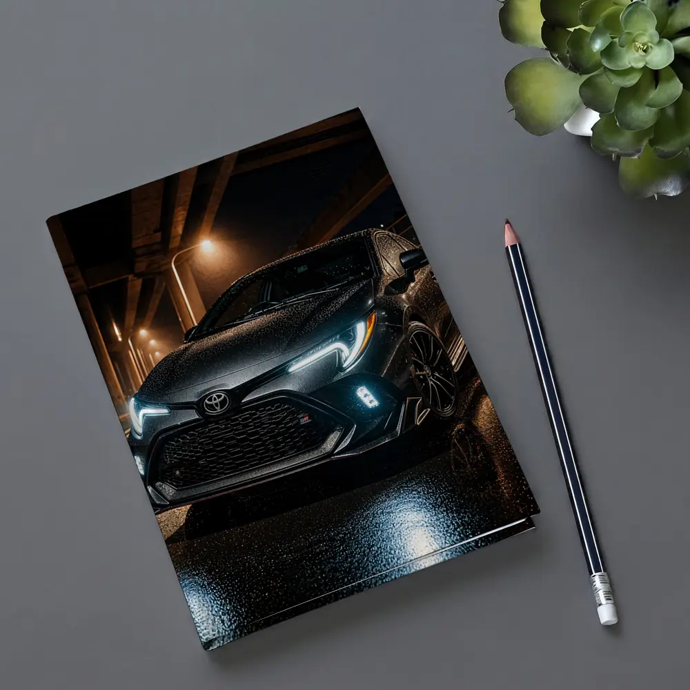 Toyota GR Corolla Rainy Night Street – Notebooks