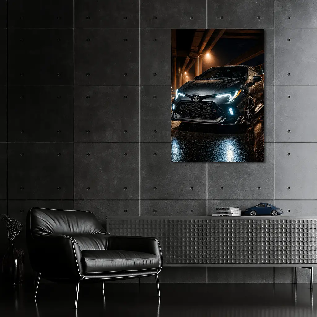 Toyota GR Corolla Rainy Night Street – Wall Art