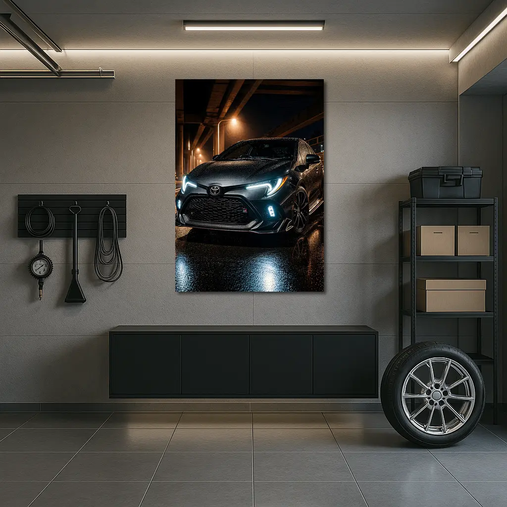 Toyota GR Corolla Rainy Night Street – Wall Art