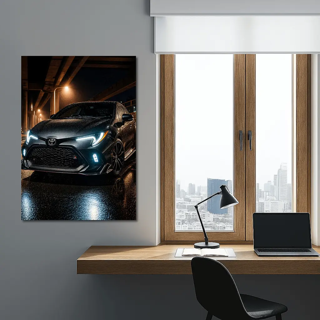 Toyota GR Corolla Rainy Night Street – Wall Art