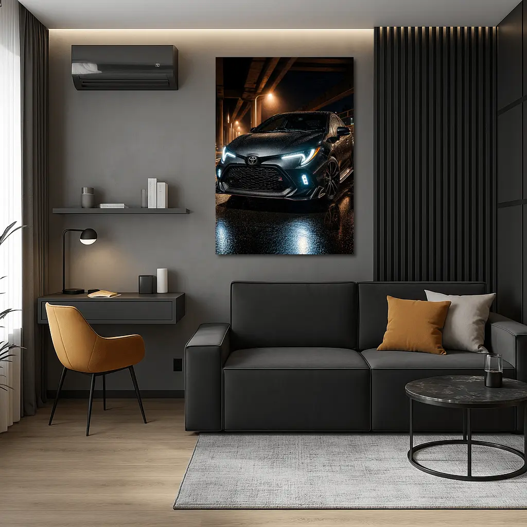 Toyota GR Corolla Rainy Night Street – Wall Art