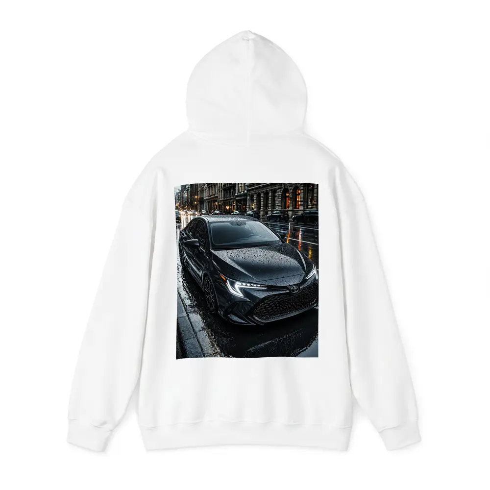 Toyota Corolla Black Rain Wet City Street – Hoodies
