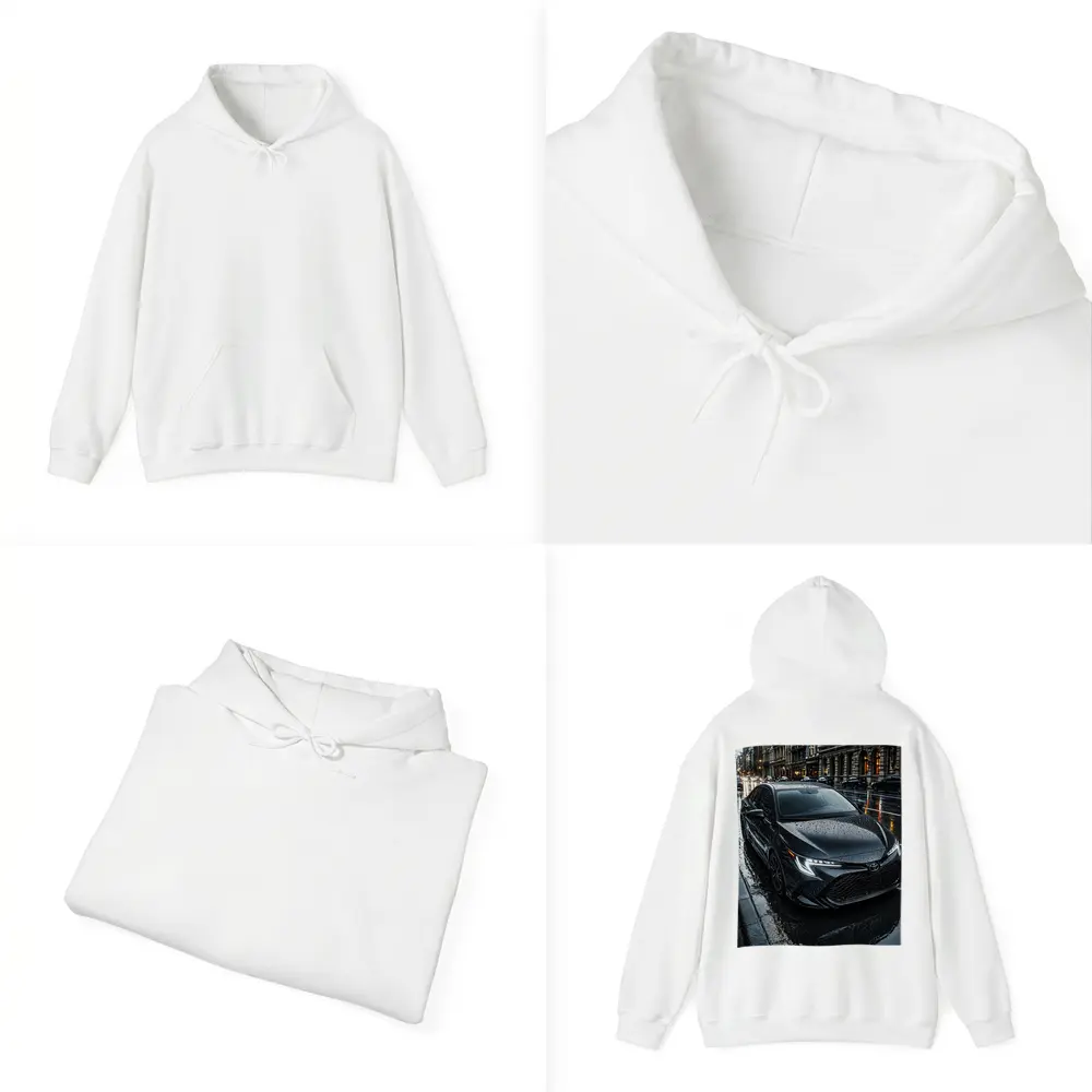 Toyota Corolla Black Rain Wet City Street – Hoodies