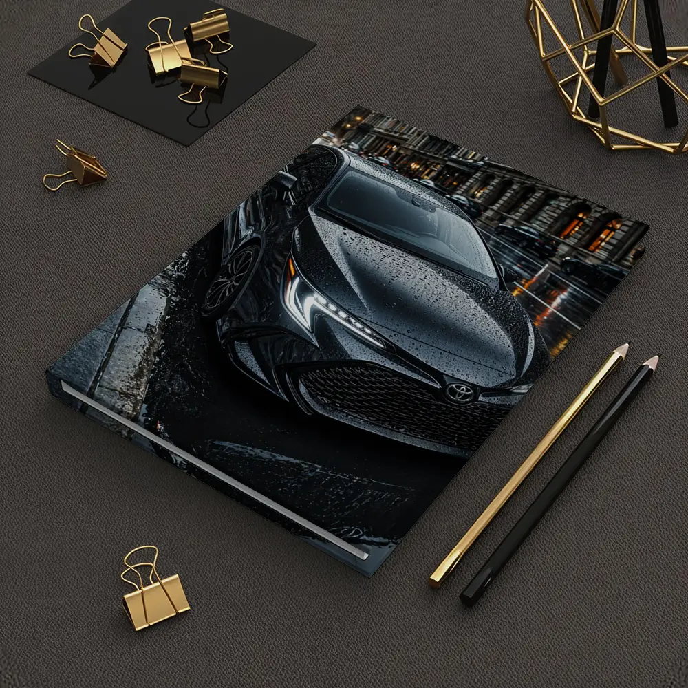 Toyota Corolla Black Rain Wet City Street – Notebooks