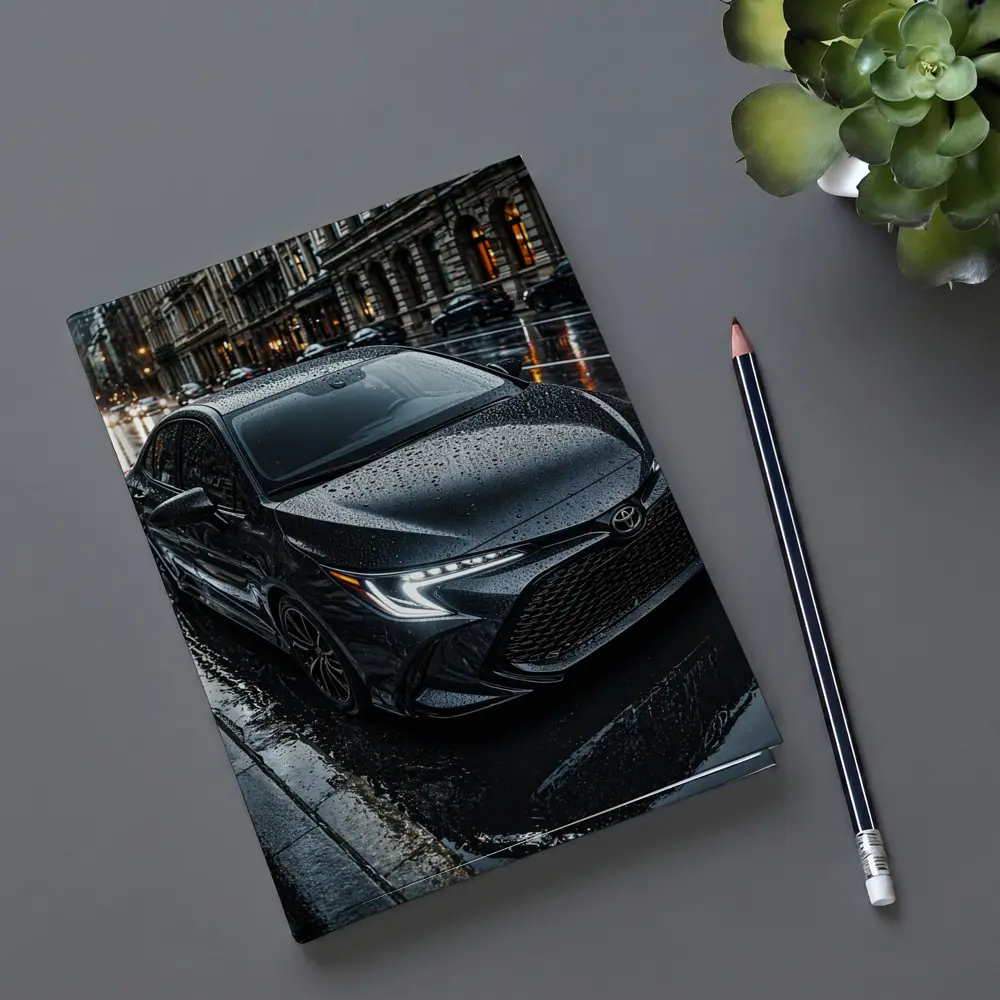 Toyota Corolla Black Rain Wet City Street – Notebooks