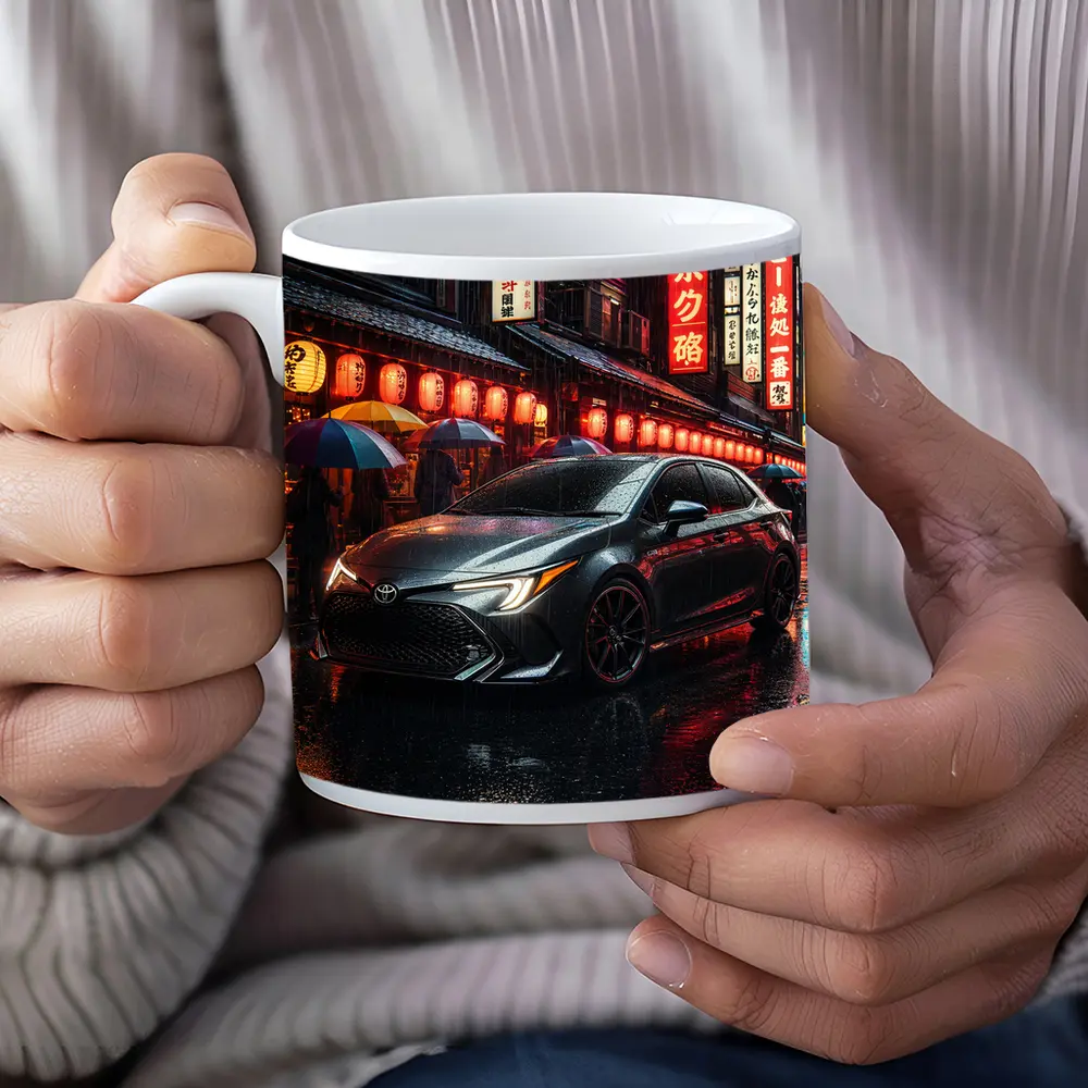 Toyota Corolla Rainy Tokyo Night Street – Mugs