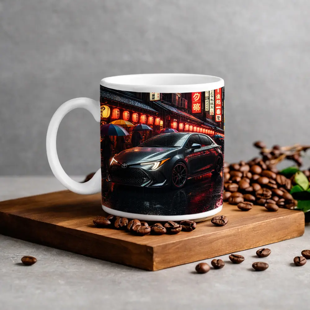 Toyota Corolla Rainy Tokyo Night Street – Mugs