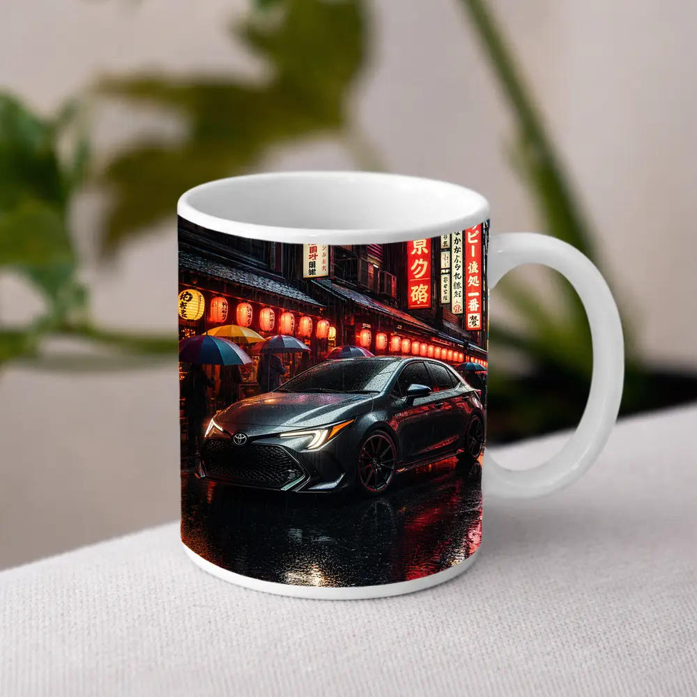 Toyota Corolla Rainy Tokyo Night Street – Mugs
