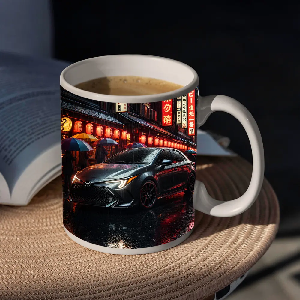 Toyota Corolla Rainy Tokyo Night Street – Mugs