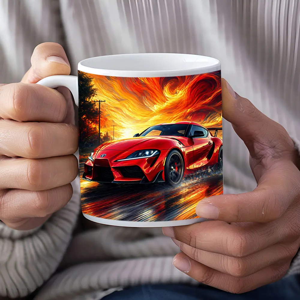 Toyota GR Supra Red Fiery Sky Art – Mugs
