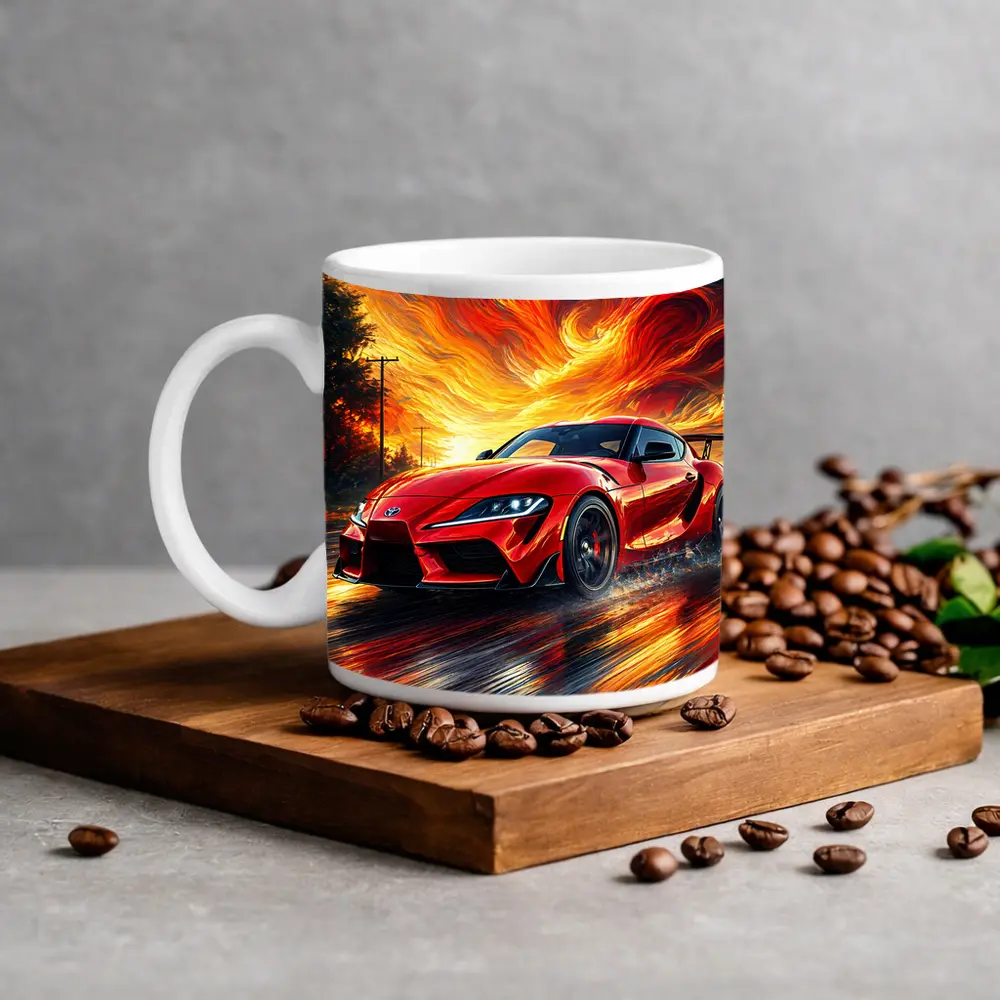 Toyota GR Supra Red Fiery Sky Art – Mugs