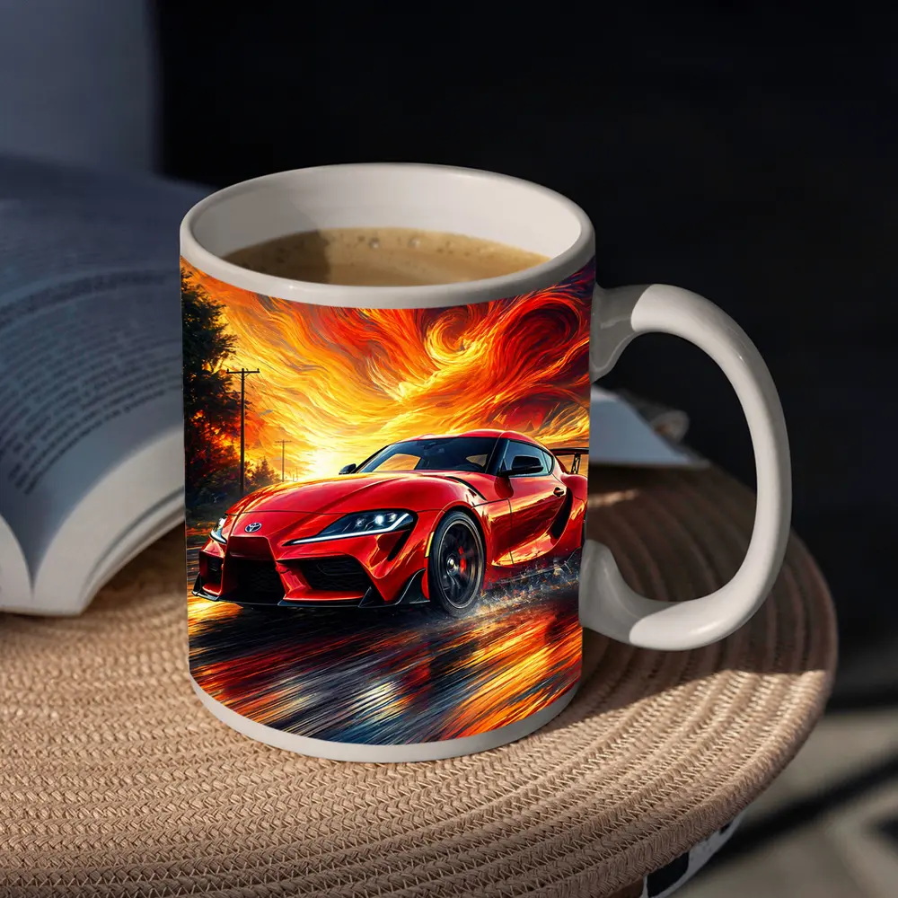 Toyota GR Supra Red Fiery Sky Art – Mugs