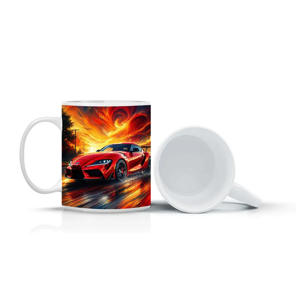 Toyota GR Supra Red Fiery Sky Art – Mugs