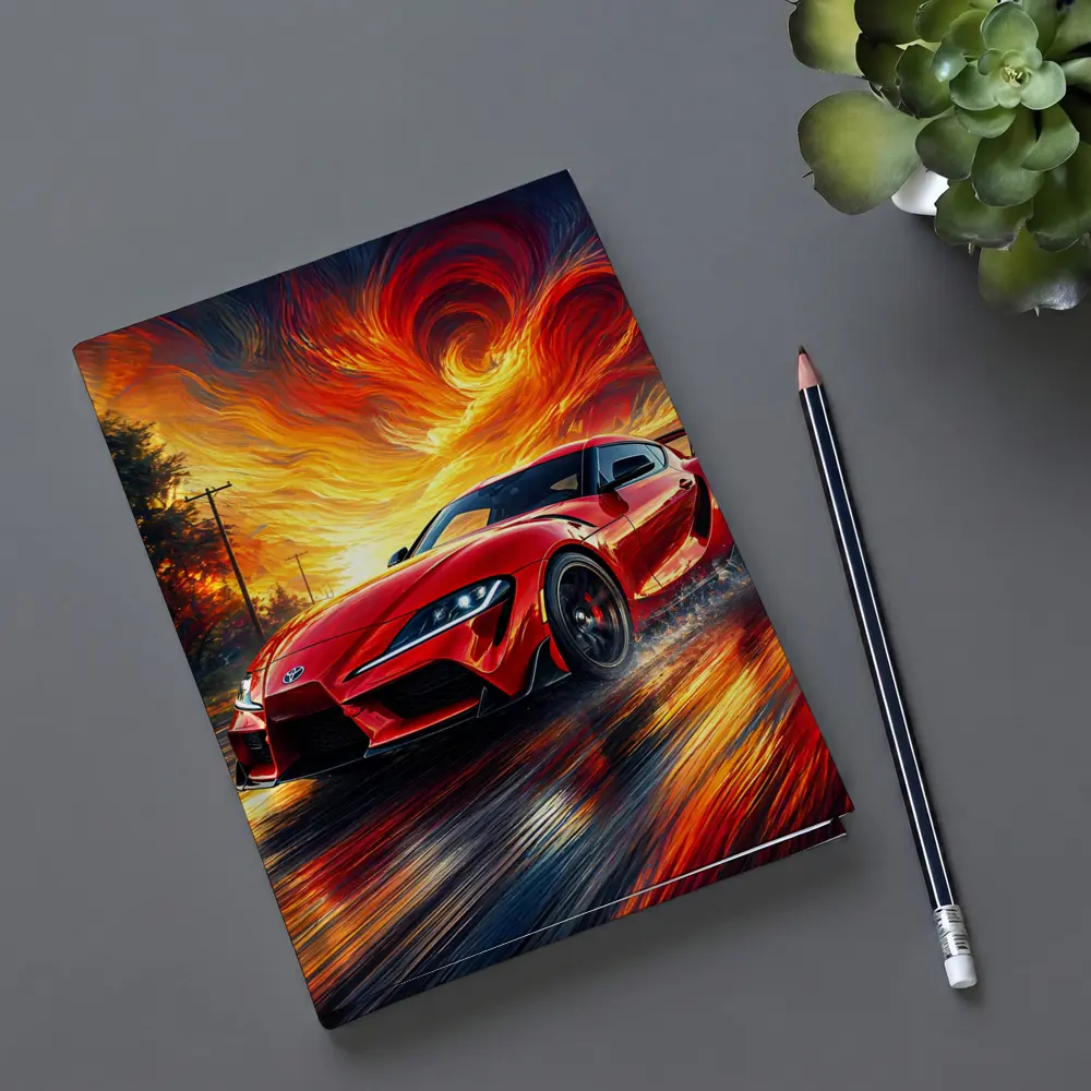 Toyota GR Supra Red Fiery Sky Art – Notebooks
