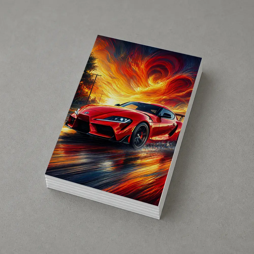 Toyota GR Supra Red Fiery Sky Art – Postcards
