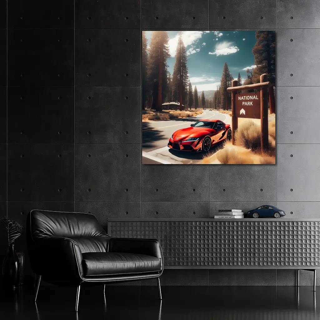 Toyota GR Supra Red National Park Road – Wall Art