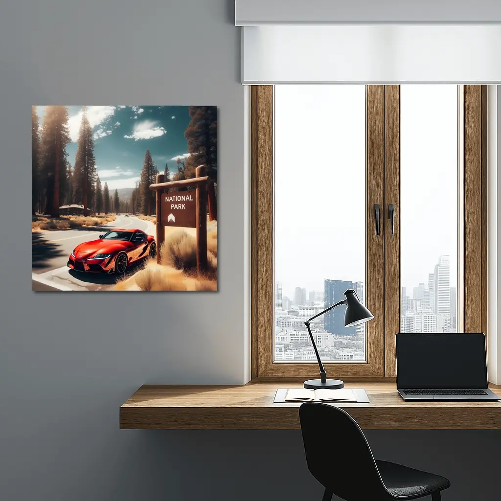 Toyota GR Supra Red National Park Road – Wall Art