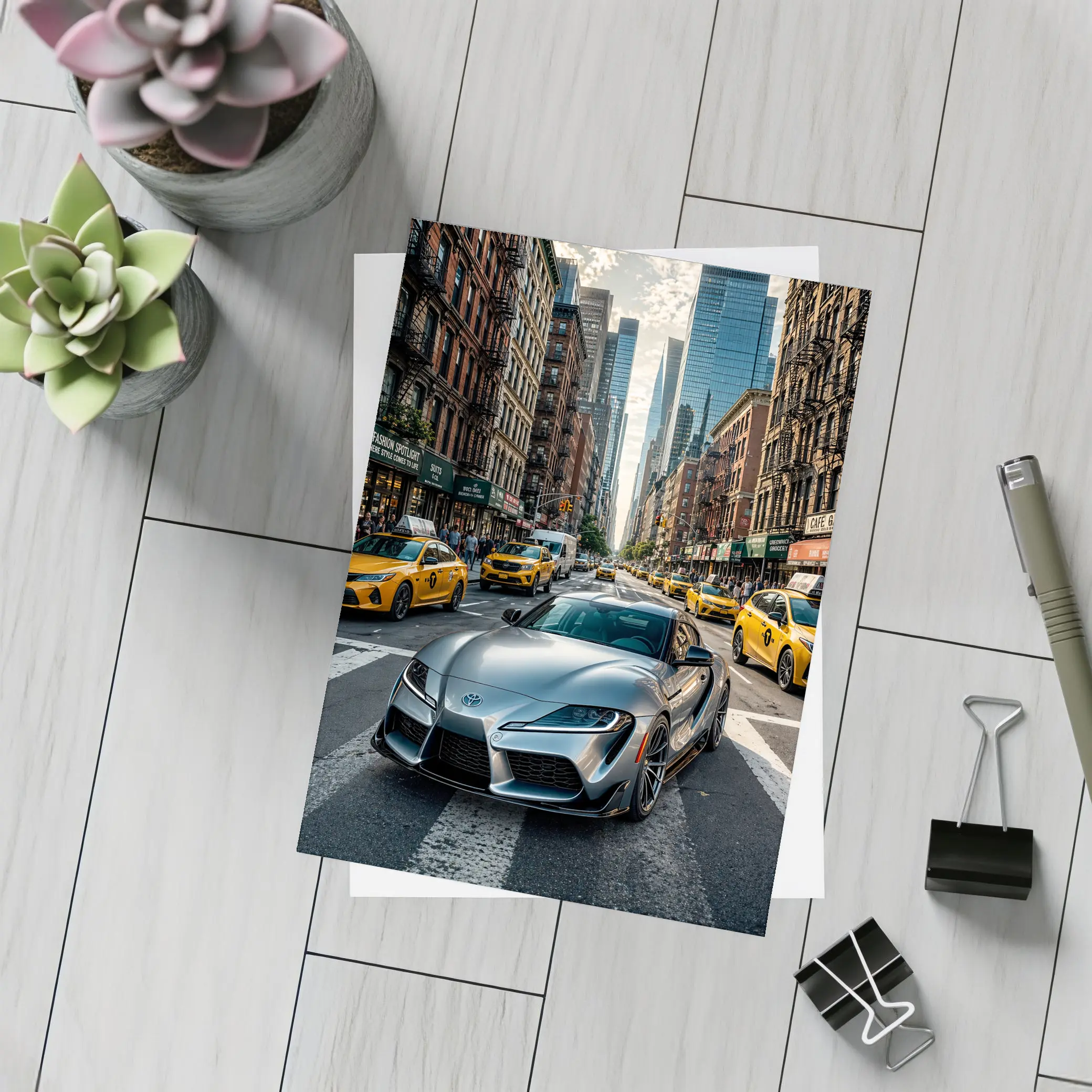 Toyota GR Supra Silver New York Street – Postcards
