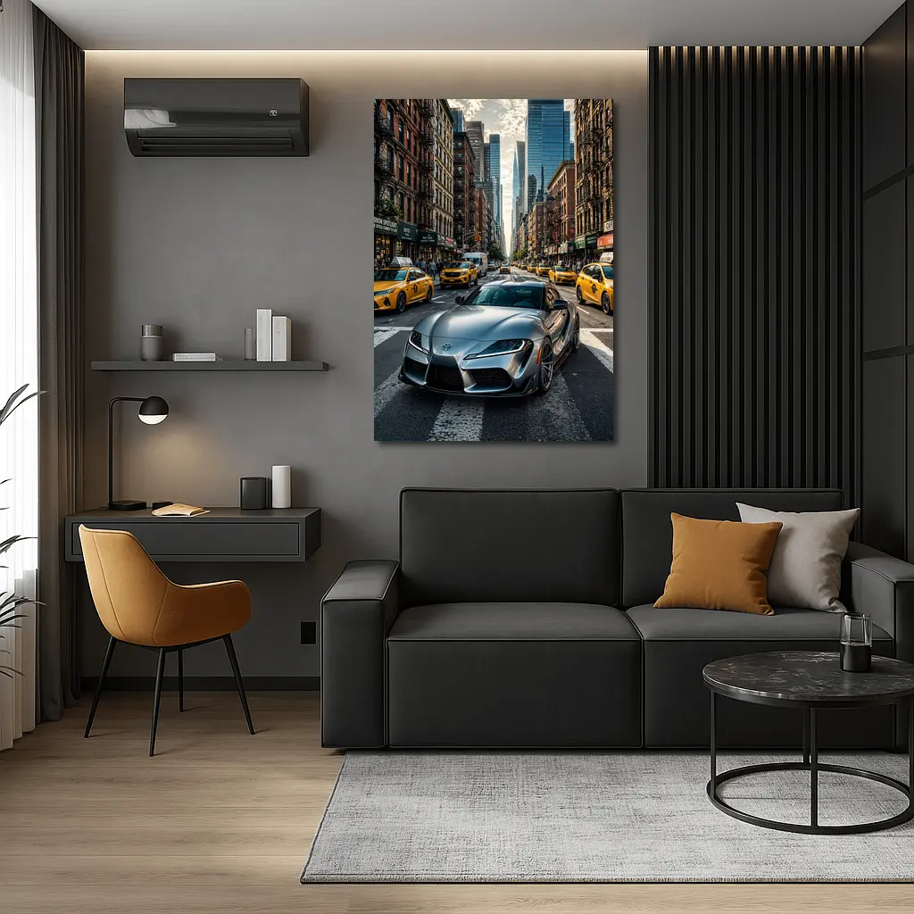 Toyota GR Supra Silver New York Street – Wall Art