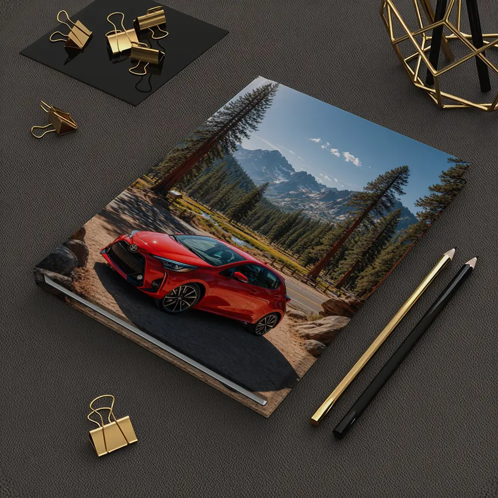Toyota Yaris Red Hatchback Mountain Forest Setting – Notebooks