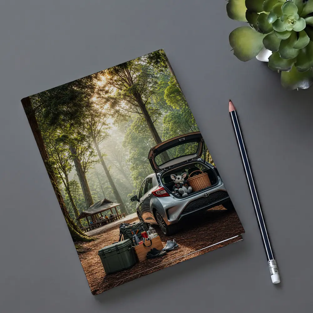 Toyota GR Yaris Parked Forest Picnic Setting – Notebooks