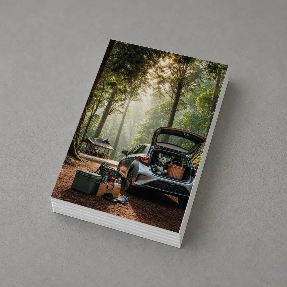Toyota GR Yaris Parked Forest Picnic Setting – Postcards