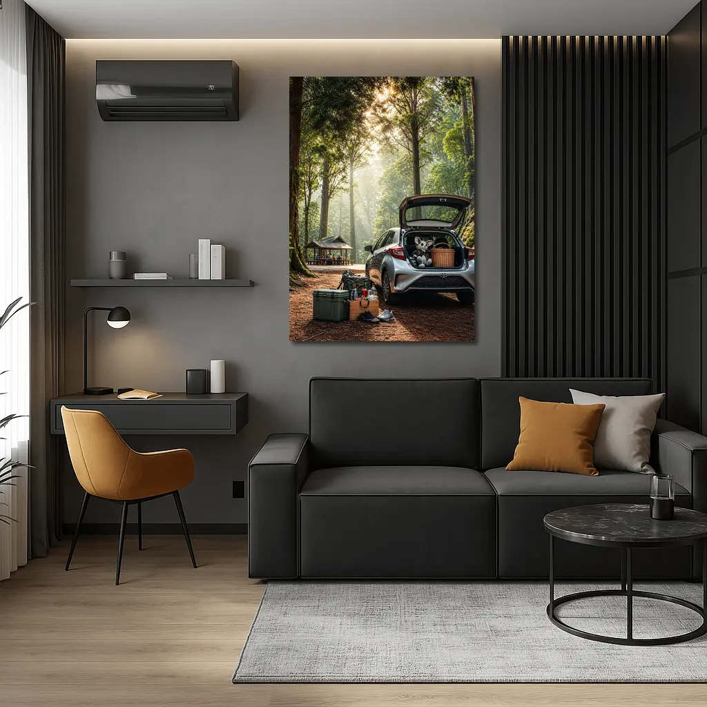 Toyota GR Yaris Parked Forest Picnic Setting – Wall Art