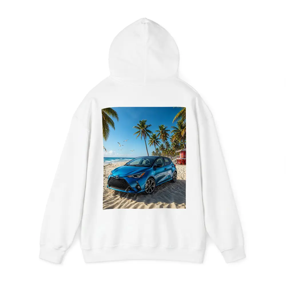 Toyota Yaris Blue Hatchback Beach Setting – Hoodies