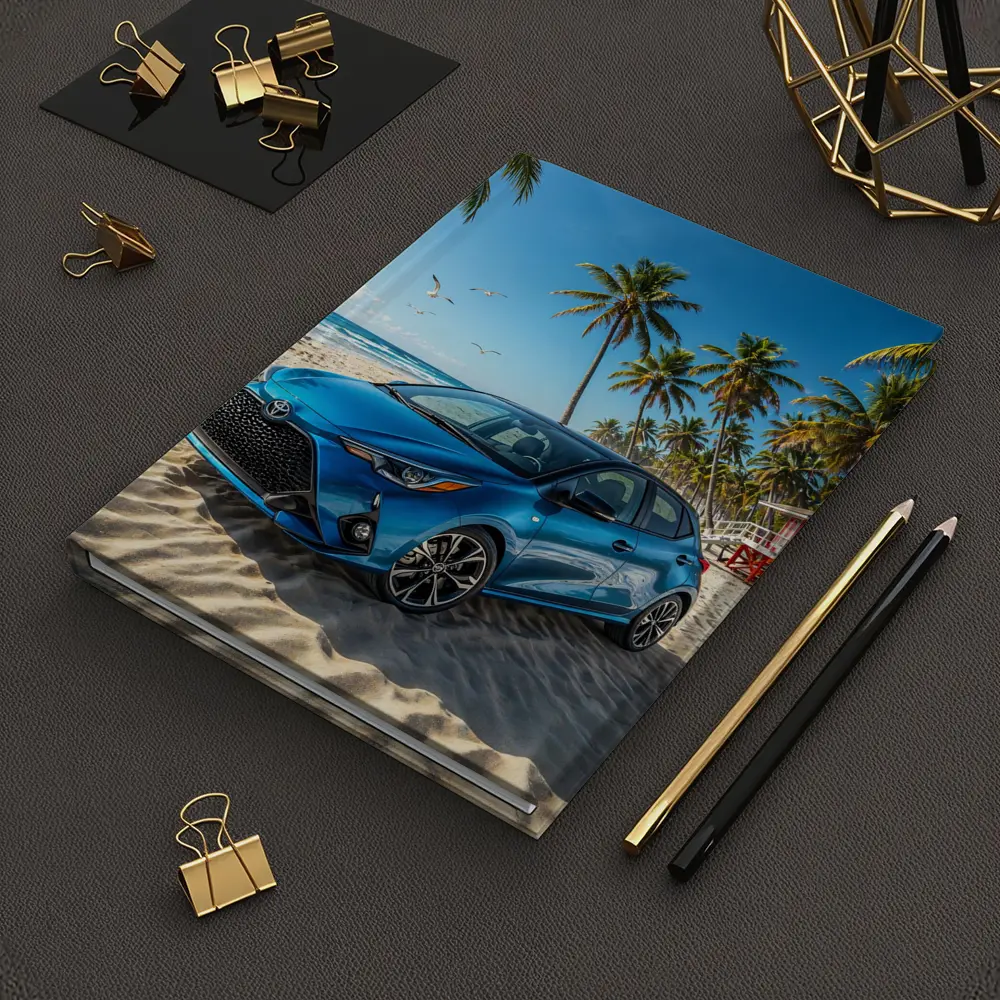 Toyota Yaris Blue Hatchback Beach Setting – Notebooks