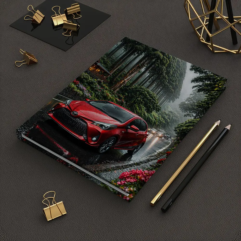 Toyota Yaris Red Rainy Forest Road – Notebooks
