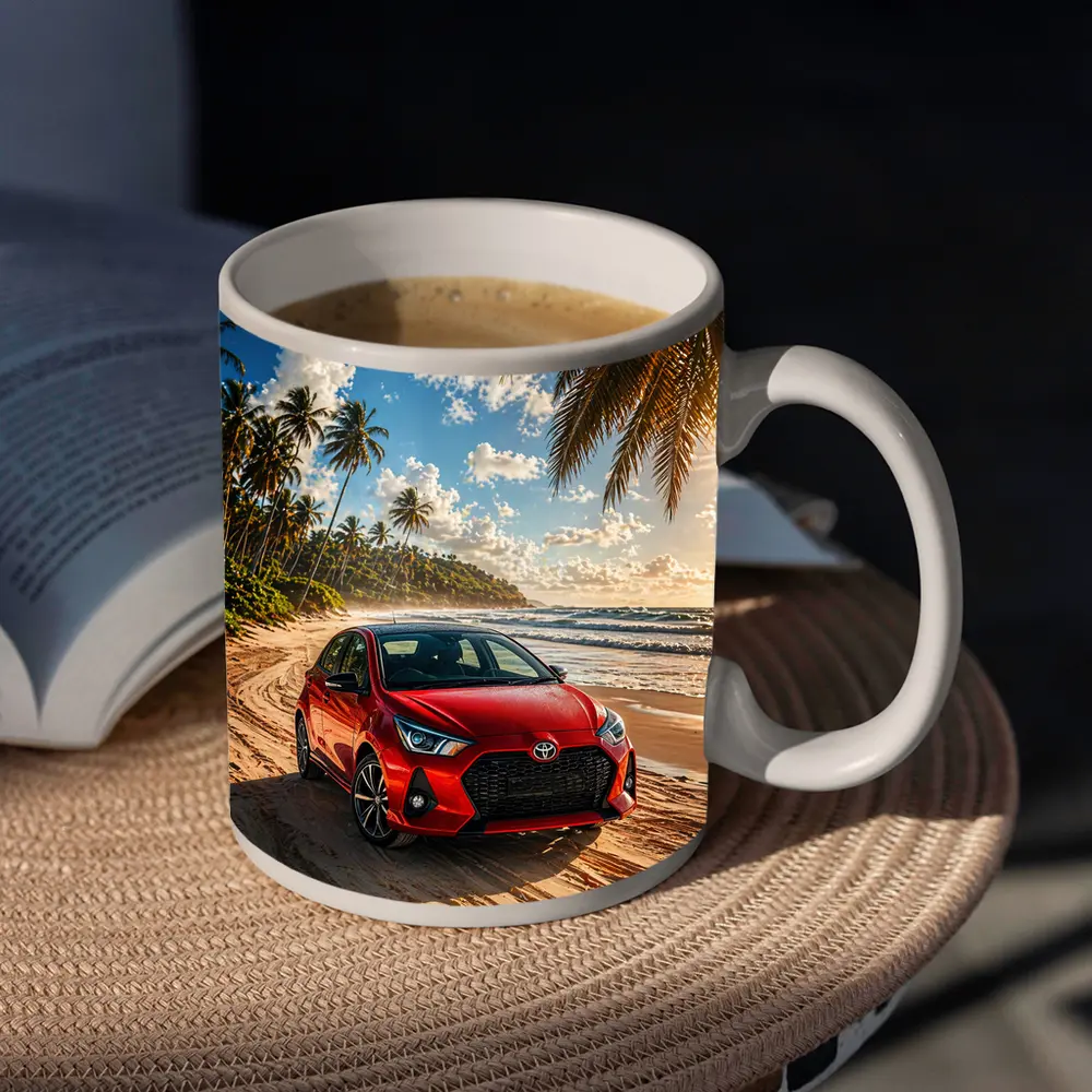 Toyota GR Yaris Red Car Beach Setting – Mugs
