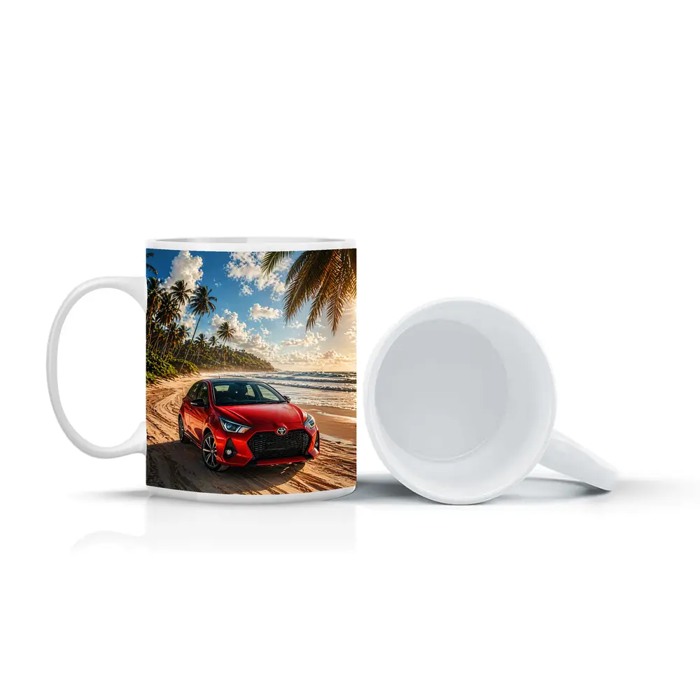 Toyota GR Yaris Red Car Beach Setting – Mugs