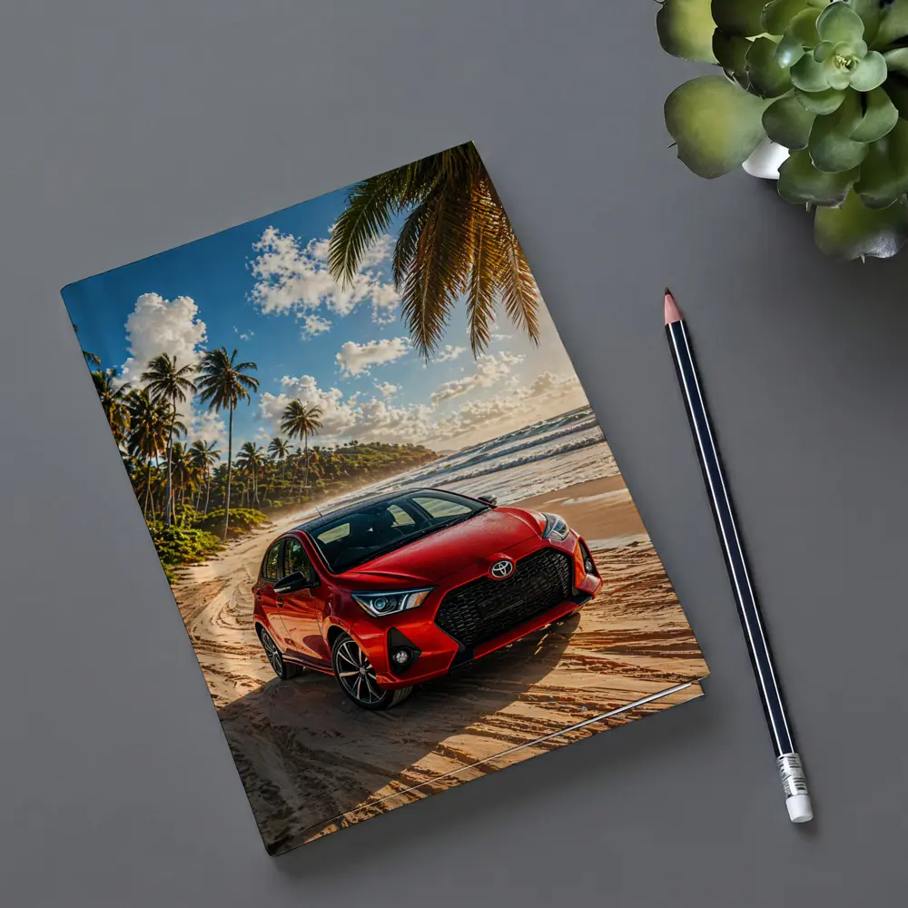 Toyota GR Yaris Red Car Beach Setting – Notebooks