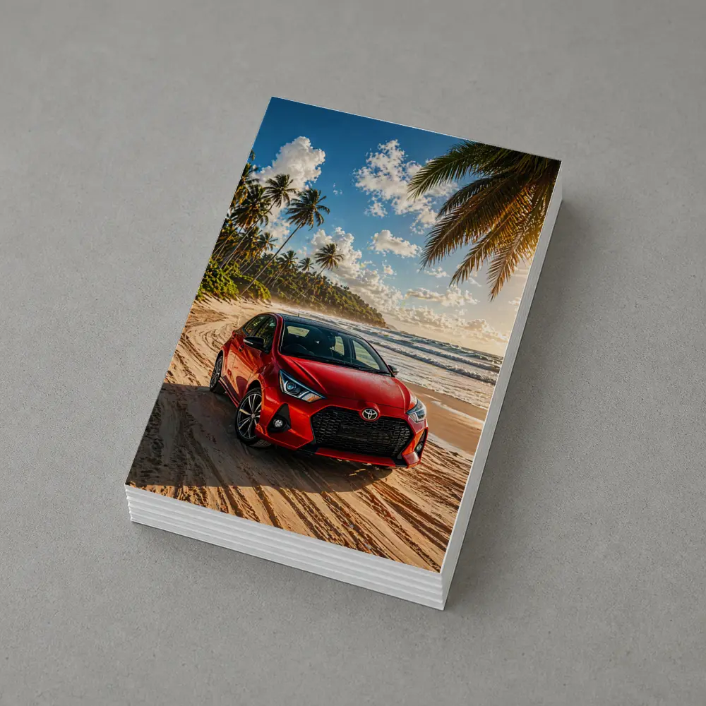 Toyota GR Yaris Red Car Beach Setting – Postcards