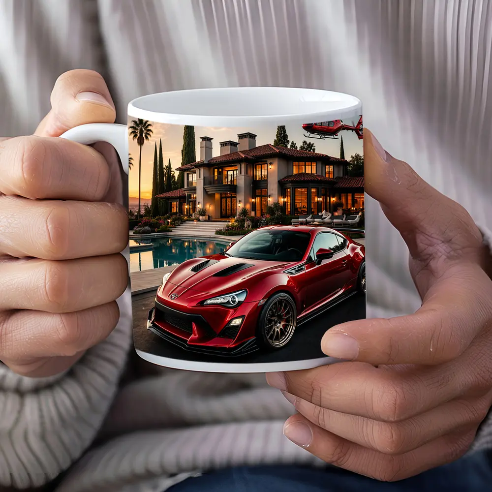 Toyota GT86 Red Coupe Mansion Sunset – Mugs