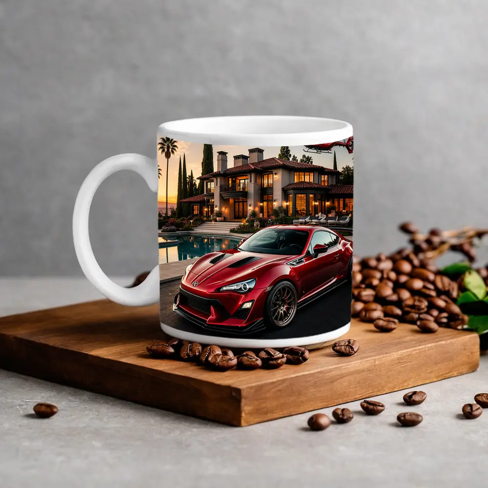 Toyota GT86 Red Coupe Mansion Sunset – Mugs