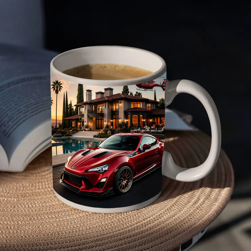 Toyota GT86 Red Coupe Mansion Sunset – Mugs