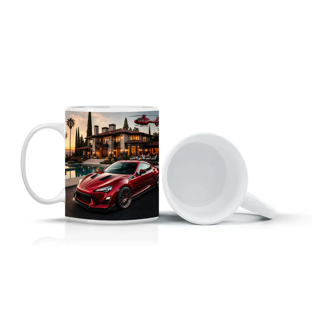 Toyota GT86 Red Coupe Mansion Sunset – Mugs