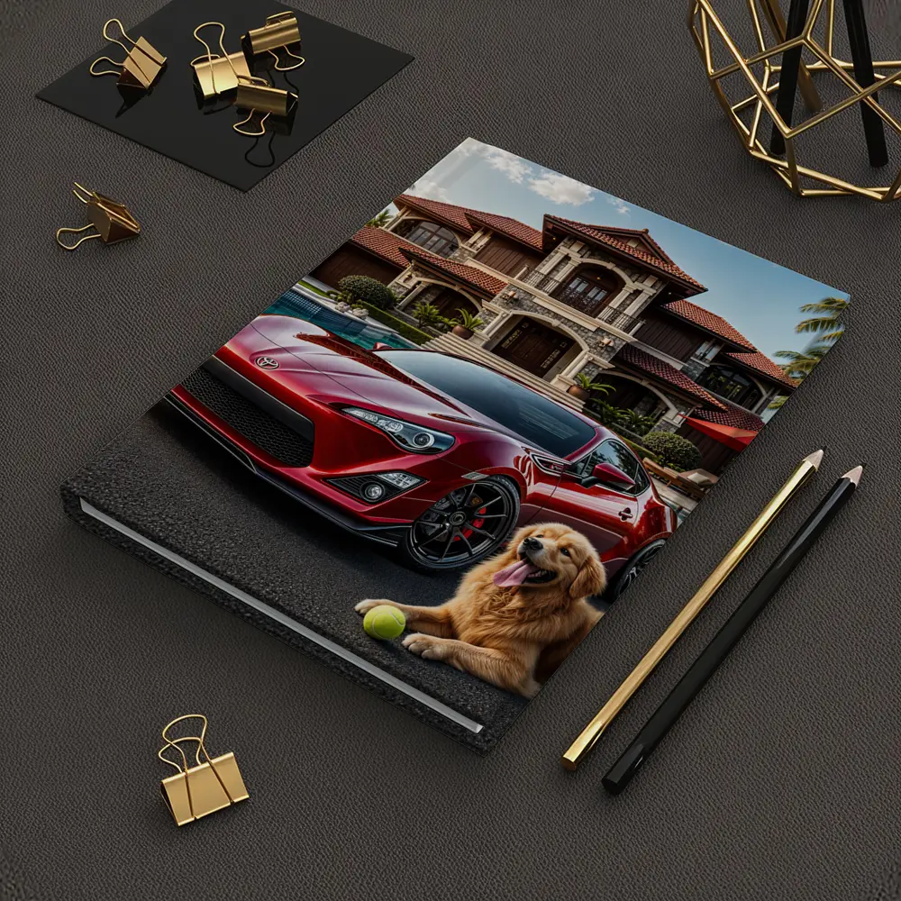 Toyota GT86 Red Sports Car Mansion Golden Retriever – Notebooks