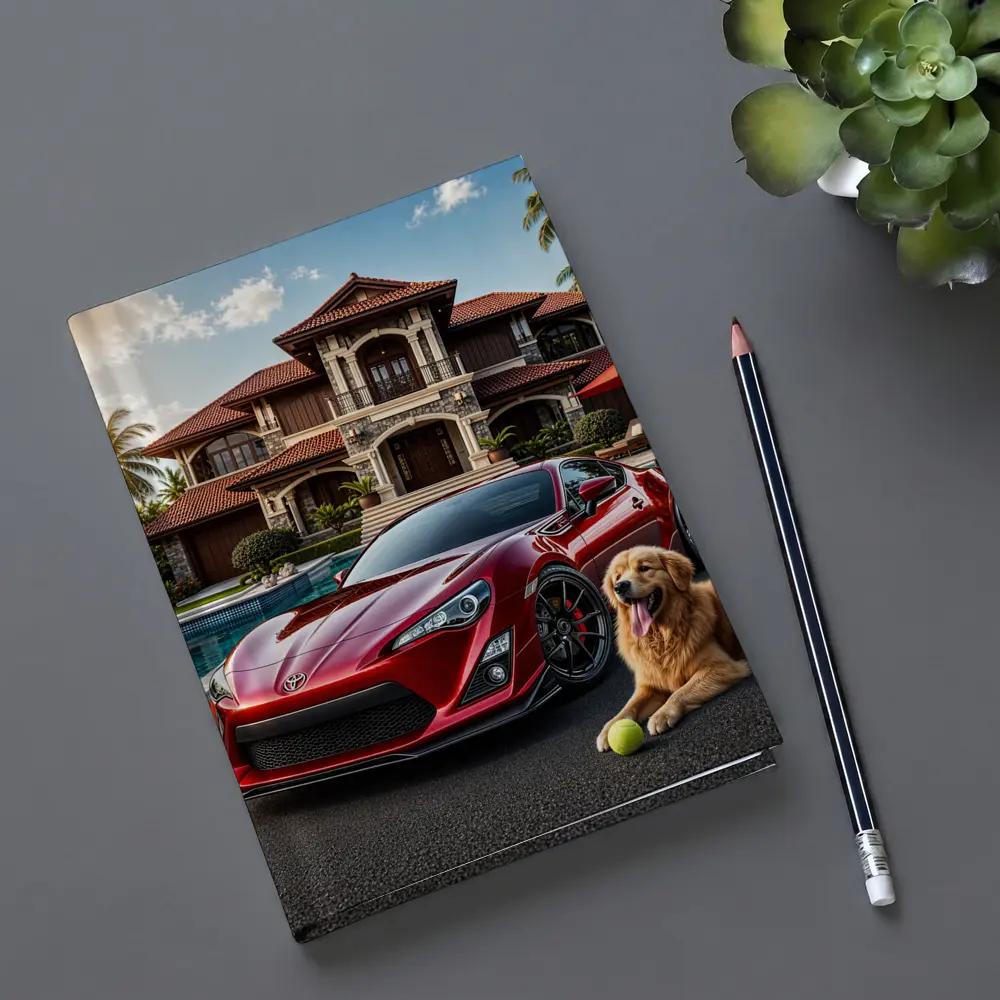 Toyota GT86 Red Sports Car Mansion Golden Retriever – Notebooks