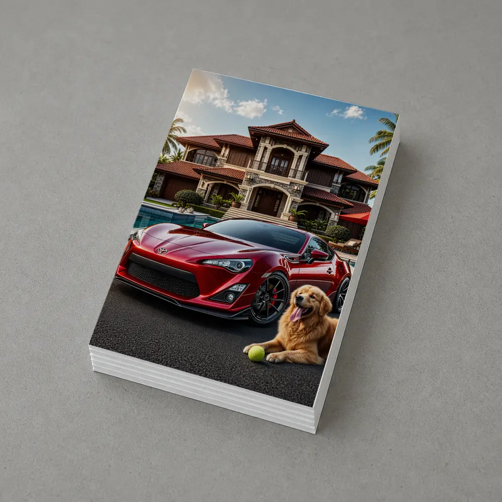 Toyota GT86 Red Sports Car Mansion Golden Retriever – Postcards