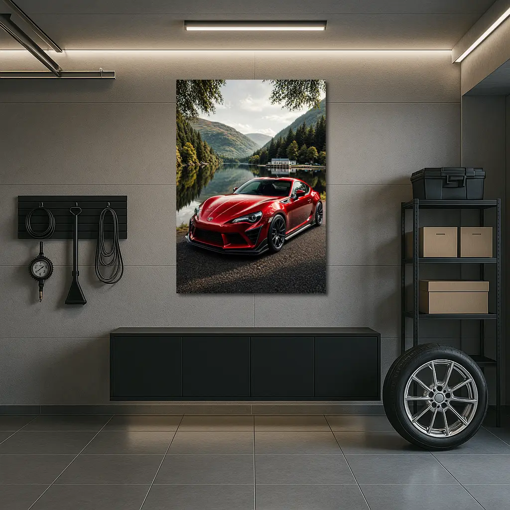 Toyota GT86 Red Coupe By Mountain Lake – Wall Art