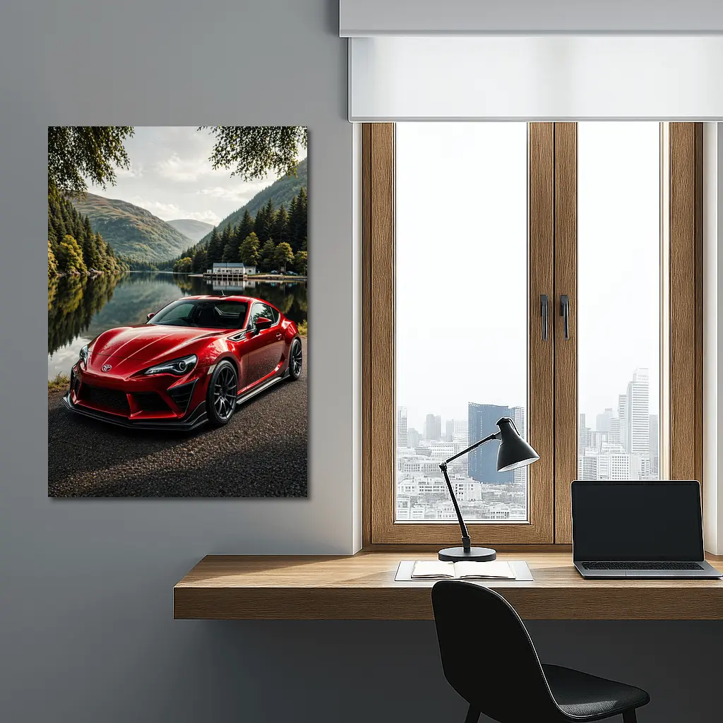 Toyota GT86 Red Coupe By Mountain Lake – Wall Art