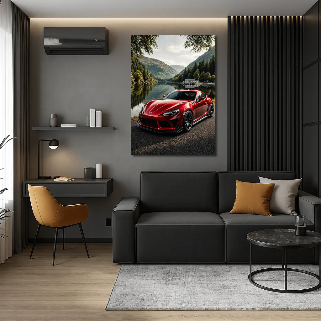 Toyota GT86 Red Coupe By Mountain Lake – Wall Art