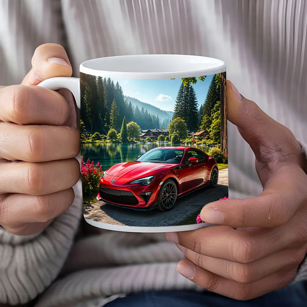 Toyota GT86 Red Coupe By Lake – Mugs
