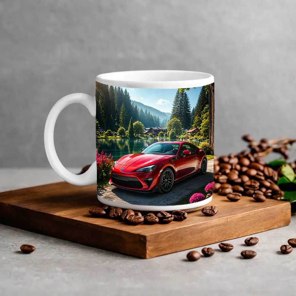Toyota GT86 Red Coupe By Lake – Mugs