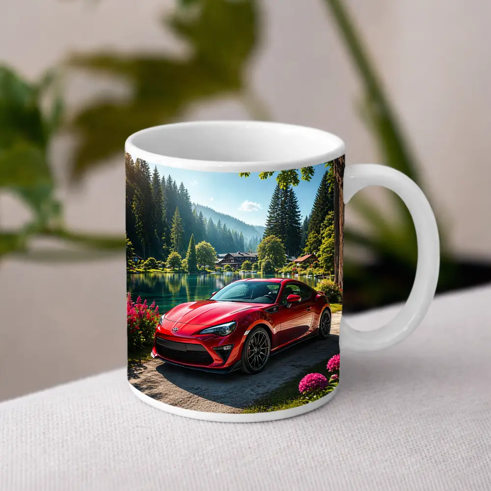 Toyota GT86 Red Coupe By Lake – Mugs