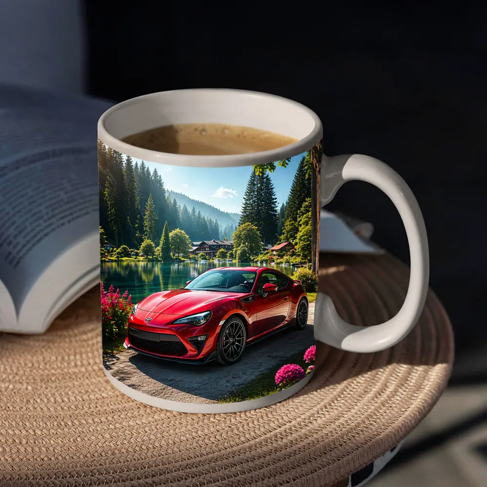Toyota GT86 Red Coupe By Lake – Mugs