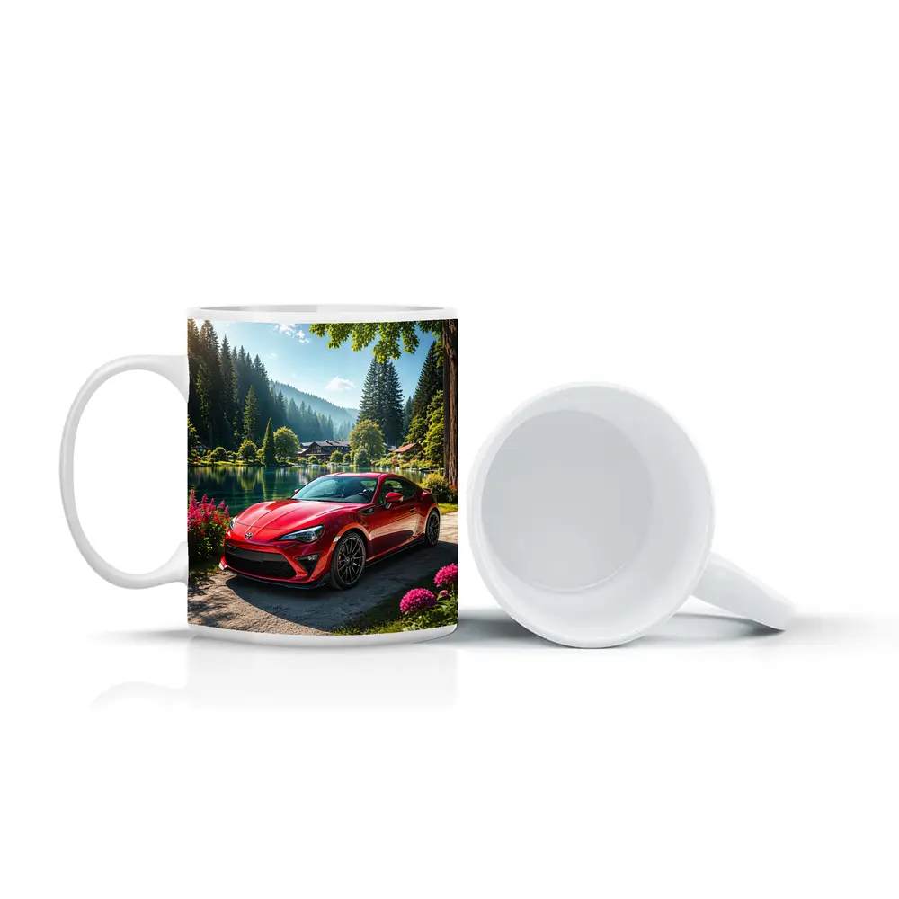 Toyota GT86 Red Coupe By Lake – Mugs